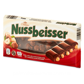 Шоколад молочний з цілими лісовими горіхами (фундук) Chateau Nussbeisser, 100 г, Німеччина