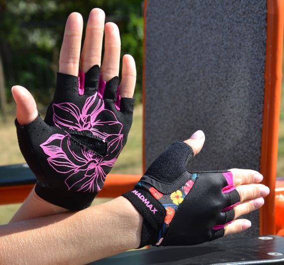 Рукавички для фітнесу MadMax MFG-770 Flower Power Gloves Black/Pink XS | Зображення 6