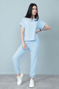 Женский летний легкий костюм укороченные штаны и футболка Gf7931 цвет голубой, размер 46/48