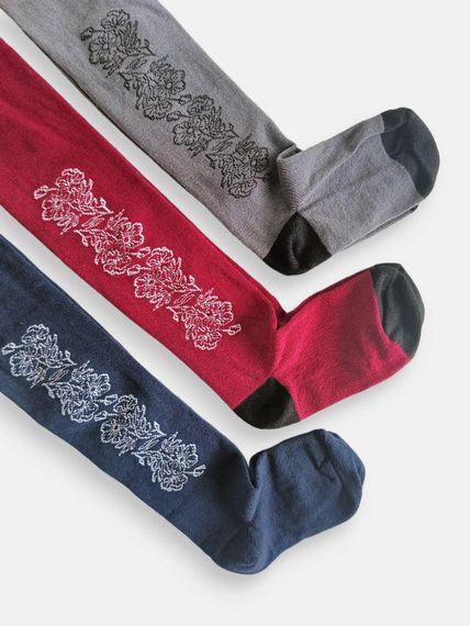 Колготки дитячі TwinSocks для дівчинки квіточки: графіт, вишневий, синій р. 98-104, 110-116, 116-122, 128-134 Темно-синій, | Зображення 1