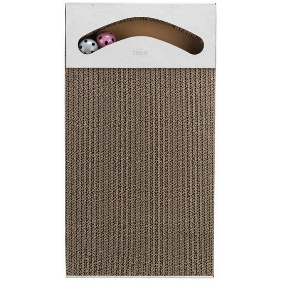 Дряпка Trixie для котів XXL з двома м ячиками картон бежева 70х6х38 см | Зображення 1