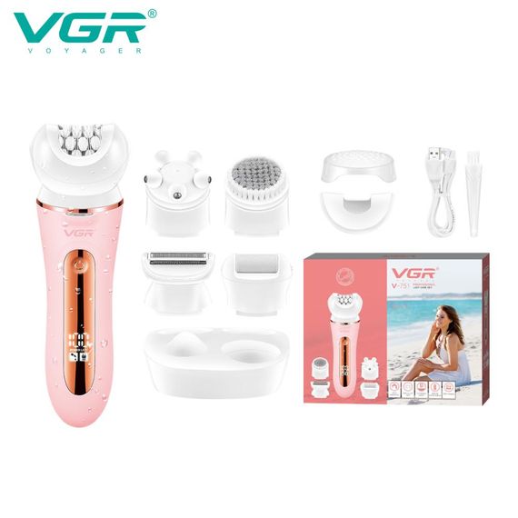 Епілятор VGR 5 в 1 V-751 PINK, 5 насадок, IPX6 (45698-V-751 PINK_642) | Зображення 3