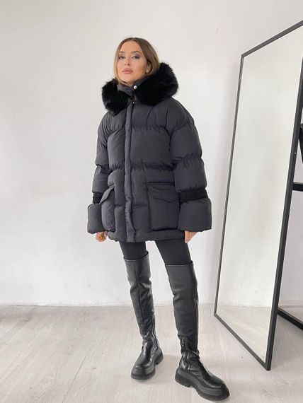 Женский пуховик Cresh Puffer со сьемным капюшоном черный XL | Зображення 8