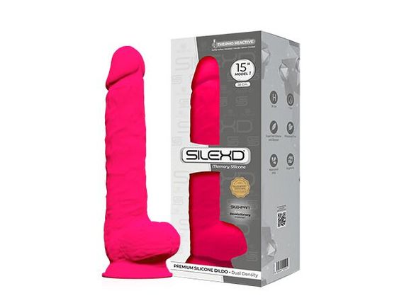 Фалоімітатор SilexD Kingston Pink (MODEL 15in), двошаровий, силікон+Silexpan, діаметр 7 см | Зображення 1