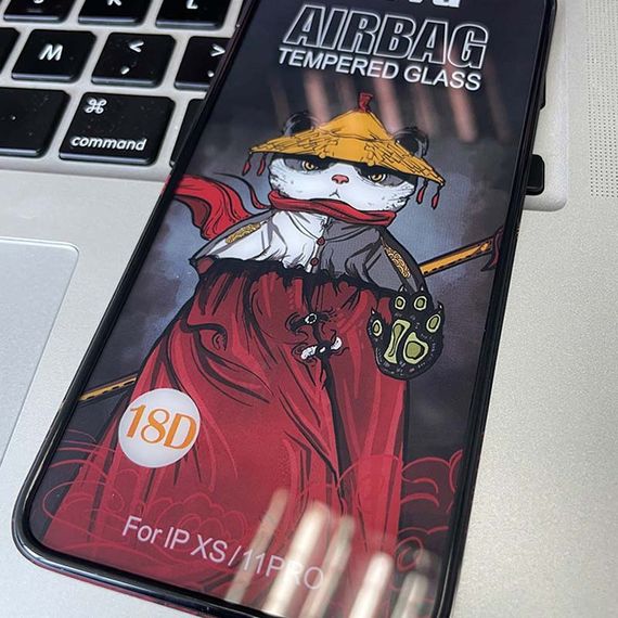 Захисне 2.5D скло Weva AirBag (тех.пак) для Apple iPhone 11 Pro / X / XS (5.8") Чорний | Зображення 2