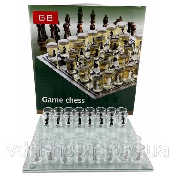 Алко П'яні шахи з чарками та скляною дошкою 24х24 см. Алкогольні шахи чарки, настільна гра 32 чарки WI-43 | Зображення 3