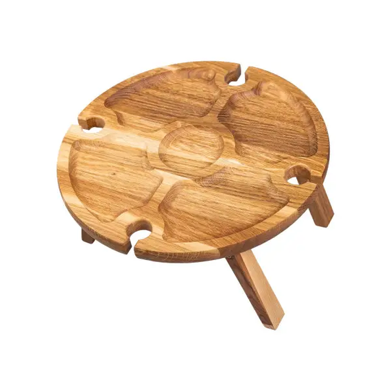 Винний круглий столик з дерева 35х35х18 см на ніжках BWR35018S | Зображення 1