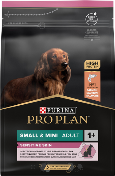 Сухий корм Purina PRO PLAN Small&MiniAdult для дорослих собак дрібних порід із чутливою шкірою, лосось 3кг