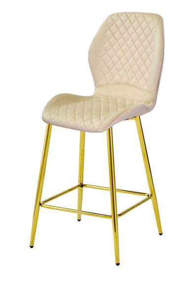 Напівбарний стілець Fox Bar 65 ML (GD) із золотими металевими ніжками, м'яке сидіння велюр бежевий OR-851