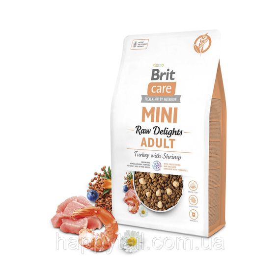 Беззерновий корм Brit Care Mini Raw Delights Turkey & Shrimp для собак малих порід, індичка та креветка, 2 кг | Зображення 2