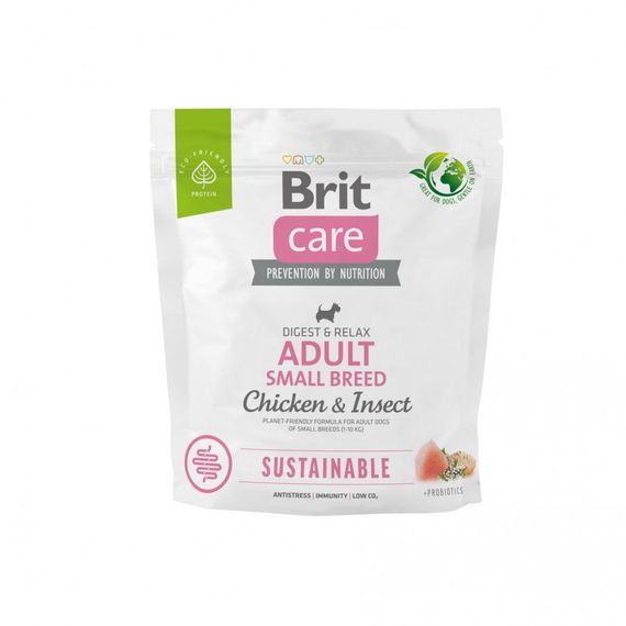 Корм сухий Brit Care Dog Sustainable Adult Small Breed для собак малих порід з куркою та комахами 1 кг