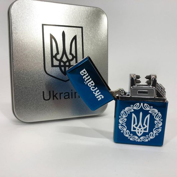 Дугова електроімпульсна запальничка USB Україна (металева коробка) HL-447. SA-999 Колір: синій | Зображення 2