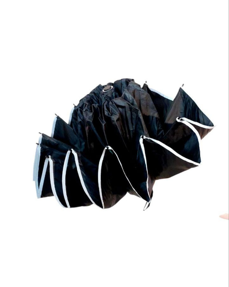 Парасолька реверсивна з рефлекторною смугою, повний автомат, чорна | Зображення 1