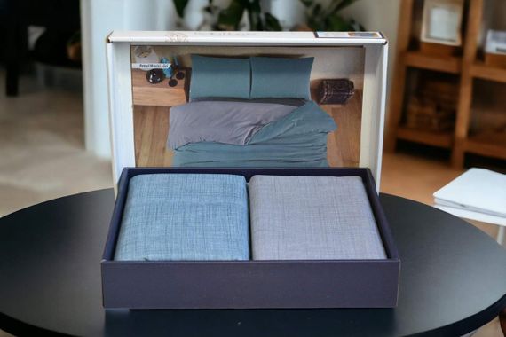 Комплект постільної білизни Bella Home Ranforse 200×220 см Petrol Mavisi-Gri | Зображення 1