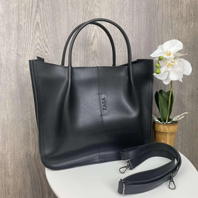 Сумка жіноча велика чорна стильна містка на кожен день (1023)