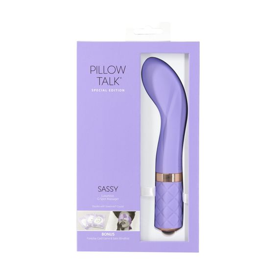 Розкішний вібратор Pillow Talk Sassy Purple Special Edition, Сваровскі, пов’язка на очі+гра | Зображення 8