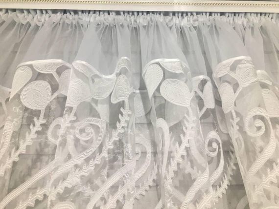 Готова біла коротка пошита штори тюль фіранка, арка в кухню веранду вітальню коридор спальню | Зображення 8