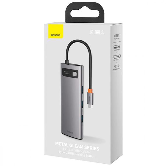 Перехідник HUB Baseus Metal Gleam Series 4-in-1 4xUSB3.0 (WKWG070013) Gray | Зображення 4