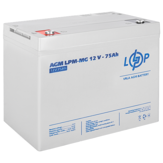 Акумулятор мультигелевий LPM-MG 12V - 75 Ah | Зображення 1