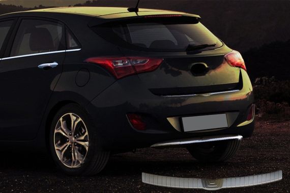 Накладка на задний бампер верхняя (HB, нерж) для Hyundai I-30 2012-2017 гг