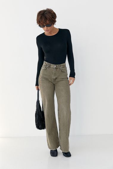 Трикотажне боді з довгими рукавами - чорний цвет, S (є розміри) | Зображення 2