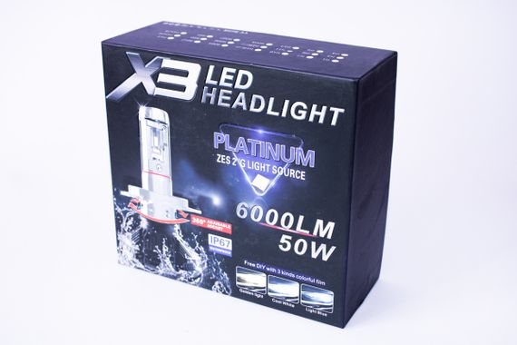 Комплект світлодіодних ламп AllLight X3 H11 50W 6000K 6000lm з радіатором та світлофільтрами (3000K/8000K) 12-24V | Зображення 2