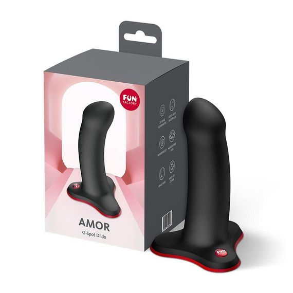 Фаллоимитатор Fun Factory AMOR Black, длина 14,6 см, диаметр 3,7 см, изогнутый Sex Aura | Зображення 6