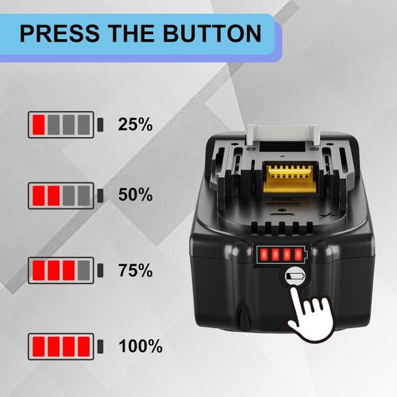 Аккумулятор Dosctt 18V 5500mAh для Makita BL1860B, BL1850B, BL1830B BL1840B LED-индикатор комплект 2 шт 5.5 Ah | Зображення 3