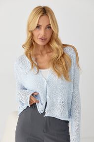Кардиган з легкої в'язки на ґудзиках - блакитний цвет, ONE SIZE (є розміри)