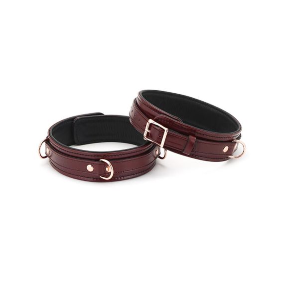 Фіксатори для стегон Liebe Seele Wine Red Thigh Cuffs S Size, натуральна шкіра Sex Aura