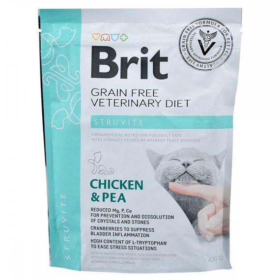 Корм сухий Brit Grain Free VetDiet Cat Struvite для котів з сечокам яною хворобою з куркою та горохом 400 г | Зображення 2