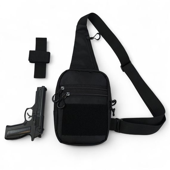 Тактична чоловіча сумка з кобурою Cordura 1000D – 6 кишень, чорна
