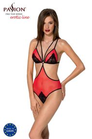 Напівпрозоре боді з мереживом Passion PEONIA BODY XXL/XXXL red