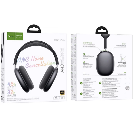 Накладні бездротові навушники Hoco W65 Plus Happy ANC Deep space gray | Зображення 3