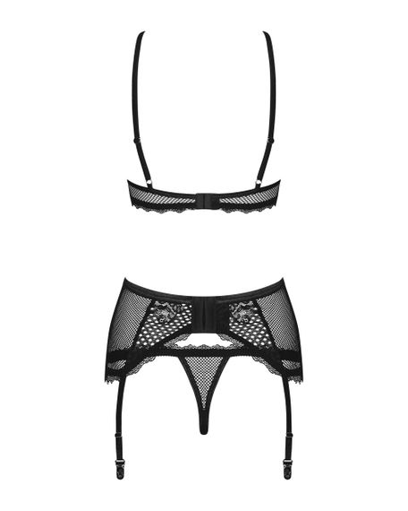 Комплект зі шнурівкою та поясом для панчох Obsessive Basitta, чорний, L/XL | Зображення 7