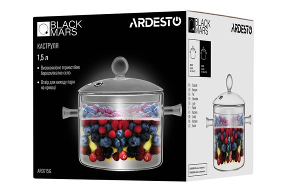 Кастрюля ARDESTO Black Mars, 1500 мл, боросилікатне скло (AR0715G) | Зображення 4