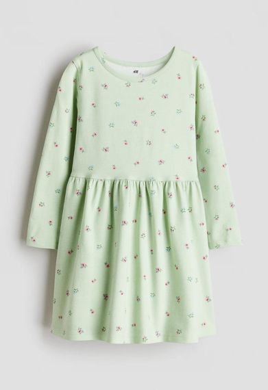 Дитяча бавовняна сукня для дівчинки H&M 98-104 см Світло-зелена (25120301B)