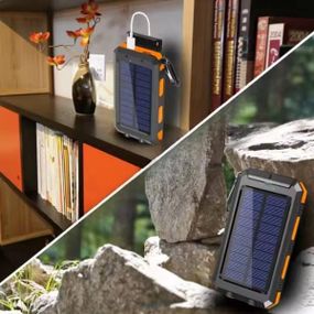 Power bank 50000mAh з компасом та на сонячній батареї Чорний з помаранчевим