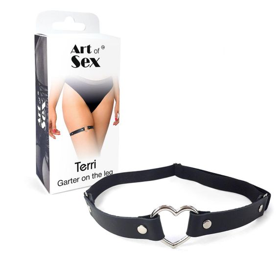 Гартер на ногу Сердце из натуральной кожи Art of Sex - Terri, цвет Черный (1шт.) sexstyle | Зображення 5