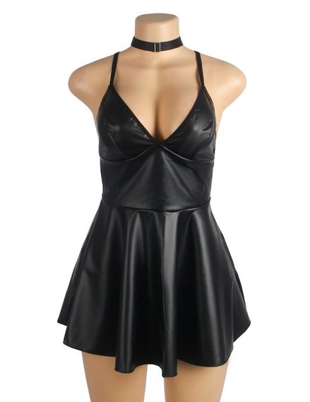 Платье из PU кожи Star Night с чокером, черный (без коробки) sexstyle | Зображення 6