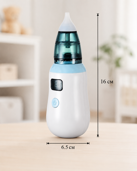 Аспиратор детский аккумуляторный 2-в-1 BABY NOSE с LED-дисплеем и регулятором мощности (WO-19) | Зображення 2