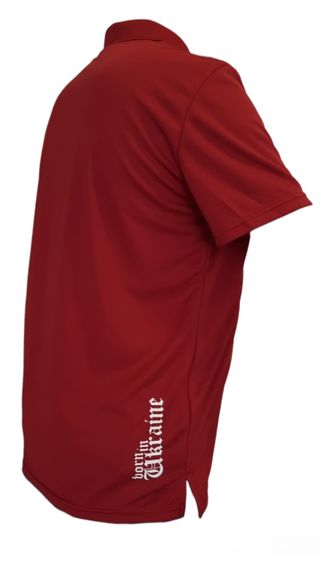 Футболка ПОЛО с коротким рукавом з принтом Born In Ukraine (Кулмакс) бордо 3XL (54) | Зображення 1