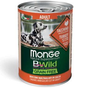 Корм Monge BWild Grain Free All Breeds Adult Turkey вологий з качкою для собак усіх порід 400 гр