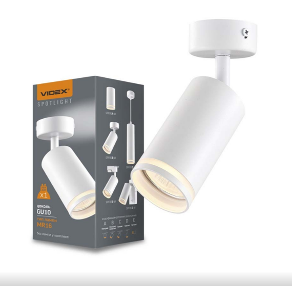 LED Світильник накладний під лампу GU10 поворотній білий VL-SPF05B-W Videx