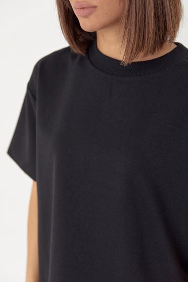 Однотонная женская футболка в стиле oversize - черный цвет, L (есть размеры) | Зображення 3