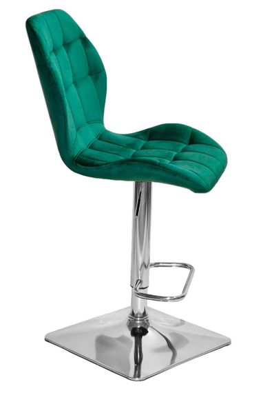 Барний стілець Phil Bar 4-CH-Base квадратна хромована опора, м'яка оббивка велюр зелений PH-602 | Зображення 1