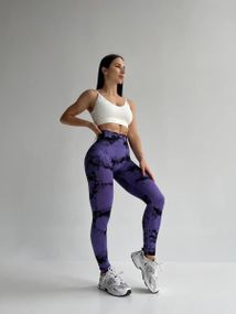 Легінси жіночі спортивні з пуш-ап Tie Dye 18913 S фіолетовий мармур