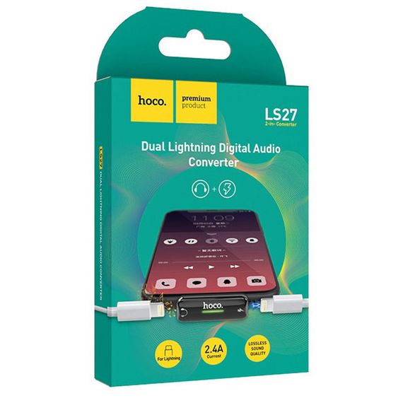 Перехідник Hoco LS27 Dual Lightning Сірий | Зображення 4