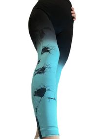 Легінси жіночі спортивні з пуш-ап Tie Dye gradient 18749 L чорні з бірюзовим