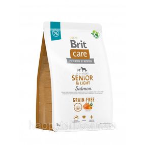 Беззерновой корм Brit Care Senior and Light для пожилых собак и контроля веса, лосось, 3 кг